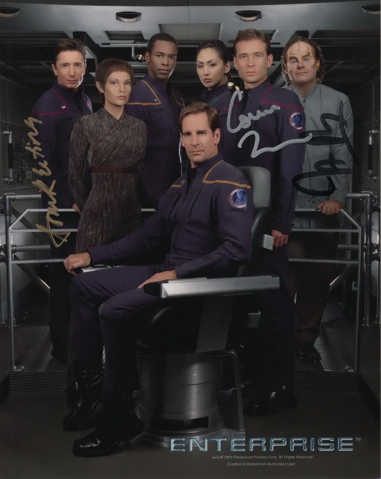 Fotografía del elenco de Star Trek Enterprise TV 8x10 con tres autógrafos auténticos #2 Foto 1 de 1