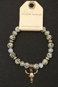 Steer Bull Charm Bracelet Longhorn Stretch Beaded Crystal Avenue NWT - Picture 1 of 9