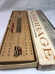 Vintage Baron Solid Wood Cribbage Board 2Player Wood Pegs Instructions USA Made! - Picture 1 of 7