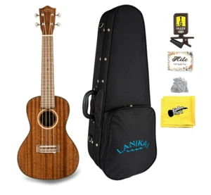 Lanikai Model MAS-C All Solid Mahogany Concert Size Ukulele w/Case, Snark Bundle - Picture 1 of 6