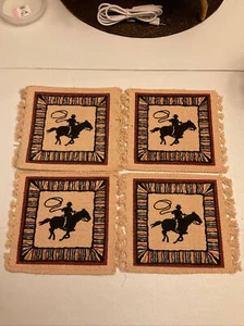 Western Woven Cotton Coasters Set Of 6 El Paso Saddle Blanket Co.  6"x6" - Picture 1 of 3
