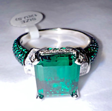 Italo Vintage EMERALD Emerald Cut Engagement Ring - 5 carat main stone size 12