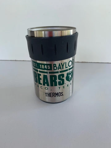 Spirit Products Baylor Bears Waco Texas Thermos Premium Can Cooler Silver Green Cover