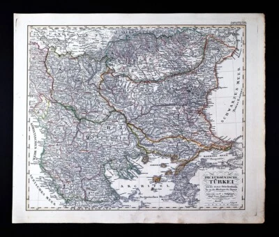 1845 Stieler Map Turkey Europe Greece Macedonia Bulgaria Serbia Constantinople - Image 1 of 4
