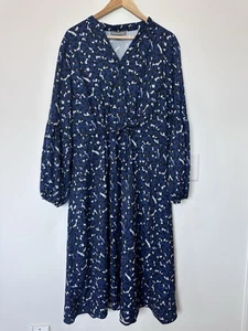 Kate & Mallory Womens 1X Blue Printed Patterned Long Sleeved Maxi Dress - Picture 1 of 7