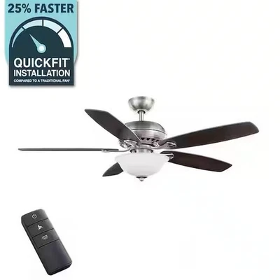 Hampton Bay Southwind II 52 in LED Indoor Brushed Nickel Ceiling Fan (READ) - Image 1 of 4