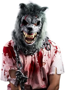 Wolf Werewolf Mask with Movable Jaw, Werewolf Costume Accessories Scary Mask - Picture 1 of 7