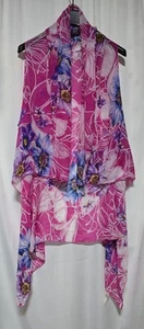 Women's Spring Summer Pink Floral Semi Sheer Convertible Vest/One Size NWT. - Picture 1 of 11