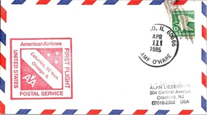 American First Flight O'Hare Chicago Illinois - Columbia Carolina del Sur - 1985 - Imagen 1 de 2