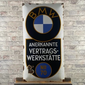 BMW Enamel Sign 29.5x15.7" (75x40cm) Beautiful Large Garage Vintage Antique... - Picture 1 of 23