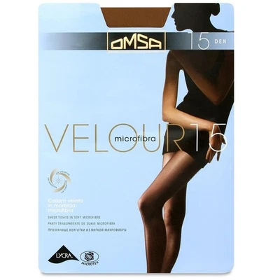 OMSA Velour dünne transluzente Damen Strumpfhose Mikrofaser ohne Shorts 15 Den - Bild 1 von 4