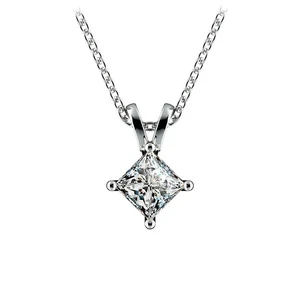 1.00 Carat Certified Princess Cut Genuine Lab Grown Diamond Pendant in 14k Gold - Picture 1 of 2