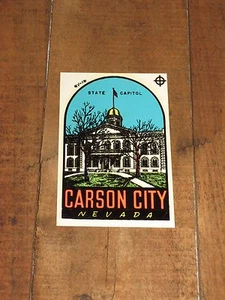 Vintage CARSON CITY NV-16 Nevada State Travel Souvenir Decal  - Picture 1 of 1