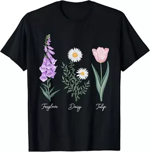Subtle Floral Shirt Flowers Foxglove Daisy Tulip FOR WOMEN T-Shirt - Picture 1 of 4