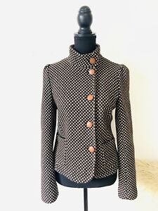 French Connection Size 12 Crop Blazer / Jacket W Pockets Wool Blend Button Up