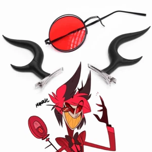 Cosplay Hazbin Hotel Alastor Headwear Hair Clips Glasses Halloween Accessories - Picture 1 of 8