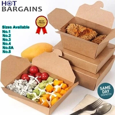 Biodegradable Kraft Takeaway Food Boxes Leakproof for Noodles Rice and Pasta - Image 1 of 4