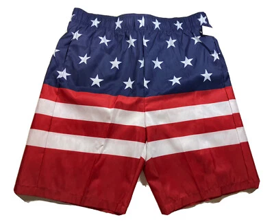 Nuevo con etiquetas Bañador Mission Ridge Para Hombre Grande Bandera Americana Cordón Forrado Bolsillos Foto 1 de 4