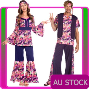 Mens Ladies 60s 70s Retro Hippy Hippie Groovy Go Go Girl Disco Costume Dress - Picture 1 of 5