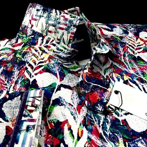 Robert Graham Geometric Paisley Vivid Colorful Floral Short Sleeve Shirt Large - Picture 1 of 13