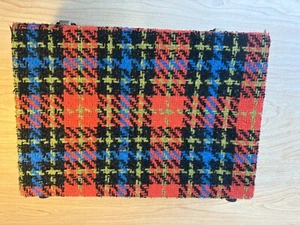 1960s- 1970s Cassette Tape Box Plaid Fabric Double Locking Plaid Fabric 14 x 10" - Picture 1 of 15