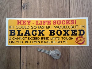 LIFE SUCKS! I'm BLACK BOX Warning Car STICKER Fitted Insurance Young New Driver - Picture 1 of 1