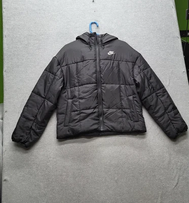 Nike Women Jacket S Black Puffer Sportswear Therma-Fit Gorpcore Logo Zipper - Image 1 of 4
