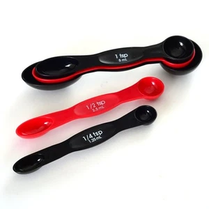 Norpro 5 Piece Nesting Magnetic Measuring Spoon Set 1/4 tsp to 1 tbsp, Red/Black - Picture 1 of 5