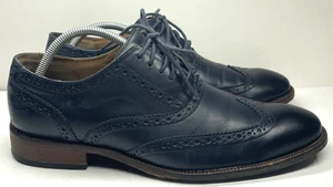 Zapatos de vestir Oxford con punta de ala Cole Haan Williams de cuero azul marino para hombre talla 10M preppy - Imagen 1 de 11