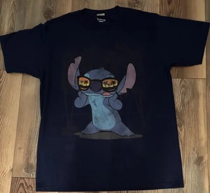 Disney World Parks LILO & Stitch Adult T-shirt Size Large Navy Blue Alien - Picture 1 of 3