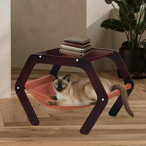 FRISKY FRIEND Mahagoni Couchtisch Haustierbett Katze Hängematte Versteck Beistelltisch - Bild 1 von 6