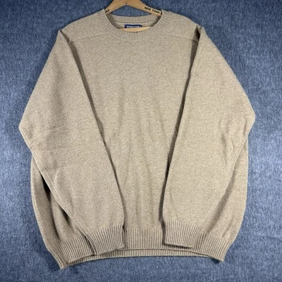 Lands End 100% Lambswool Pullover Sweater Tan Kahki V-neck Mens Size XXL Preppy - Image 1 of 4