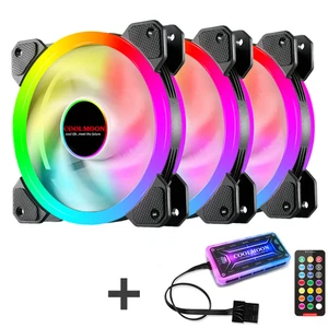 Lot de 3 ventilateurs de refroidissement PC RGB 120MM ventilateurs boîtier LED avec télécommande pour ordinateur - Photo 1/14