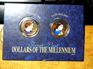 First & Last Dollars of the Millennium 1999 Susan B. Anthony & 2000 Sacagawea K1 - Picture 1 of 2