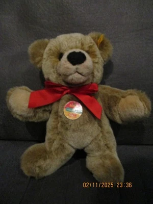 steiff  - Bobby Teddybär 24cm braun rote Schleife super weich 021923 - Bild 1 von 4