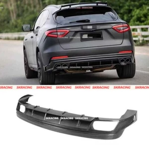 Fits Maserati Levante 17-20 Real Carbon Fiber Rear Bumper Diffuser Lip Body Kit - Picture 1 of 15