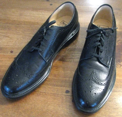 Zapatos de Colección Sears Para Hombre Punta de Ala 74608 Talla 12B Cuero Guijarro Negro Excelente Foto 1 de 4