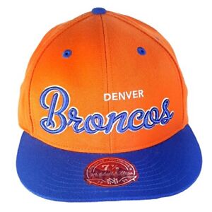 Denver Broncos Script NFL Fitted 7 7/8 Mitchell And Ness Orange Blue Hat Cap