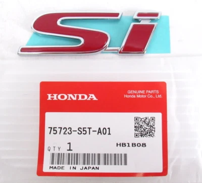 Placa de identificación emblema trasero rojo 2002-2014 Civic 2002-2014 OEM Honda 75723-S5T-A01 "Si" Foto 1 de 2