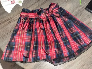 Gap Kids Girls Plaid Skirt Sz Small 6-7 Red Black Navy Tartan Pleated Holiday - Picture 1 of 3