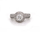 1.50 CTW Round Halo Double Row Diamond Engagement Ring In 14K