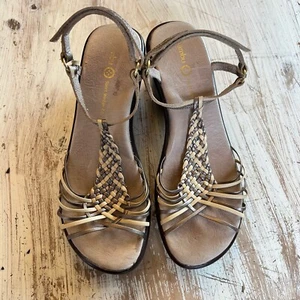 Jambu Strappy Heel Cream Silver Size 8 Leather Acapulco - Picture 1 of 6