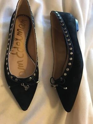 Sam Edelman Negro Gamuza Ralf Tachonado Punta Punta Ballet Pisos talla 6.5 NUEVO Foto 1 de 4