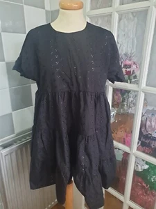 Womens Black Floral Boohoo Tunic Top - Size UK 12 - Picture 1 of 8