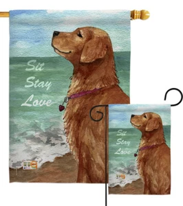 Golden Stay Love Pets Perro Retriever Océano Cachorro Jardín Casa Patio Bandera - Imagen 1 de 13