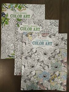 Set of 3 Leisure Arts Coloring Book Living 6705 Natural 6704 Jungle Wonders 6766