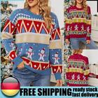 Women Knitwear Sweater Casual Snowman Snowflake Pattern Crew Neck Daily Outfit D