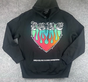 Mens Hoodie Size XL Sweatshirt Black White Red Green L.O.V.E Kodak Brand New - Picture 1 of 14
