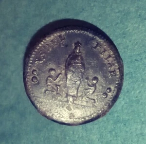 RARE DUG ANTIQUE 18th c. "OUR LADY" 16mm BRASS "WAISTCOAT" BUTTON ~ c.1750-1775 - Picture 1 of 6