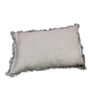 Restoration Hardware Linen Frayed Edge 14x22 Lumbar Graphite Pillow French Flap - Picture 1 of 7